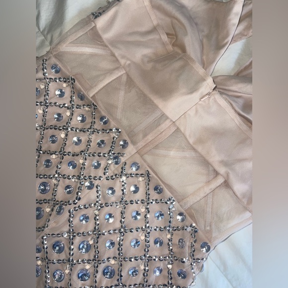 ASOS Luxe halter dress - sparkly, corset boning with feather trim - Picture 7 of 8